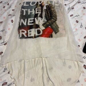 White Graphic High-Low Tank top